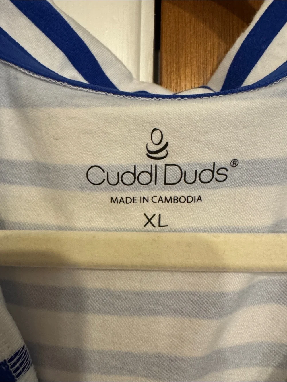 Cuddl Duds Blue and White Striped short-Sleeve Top - Picture 2 of 5